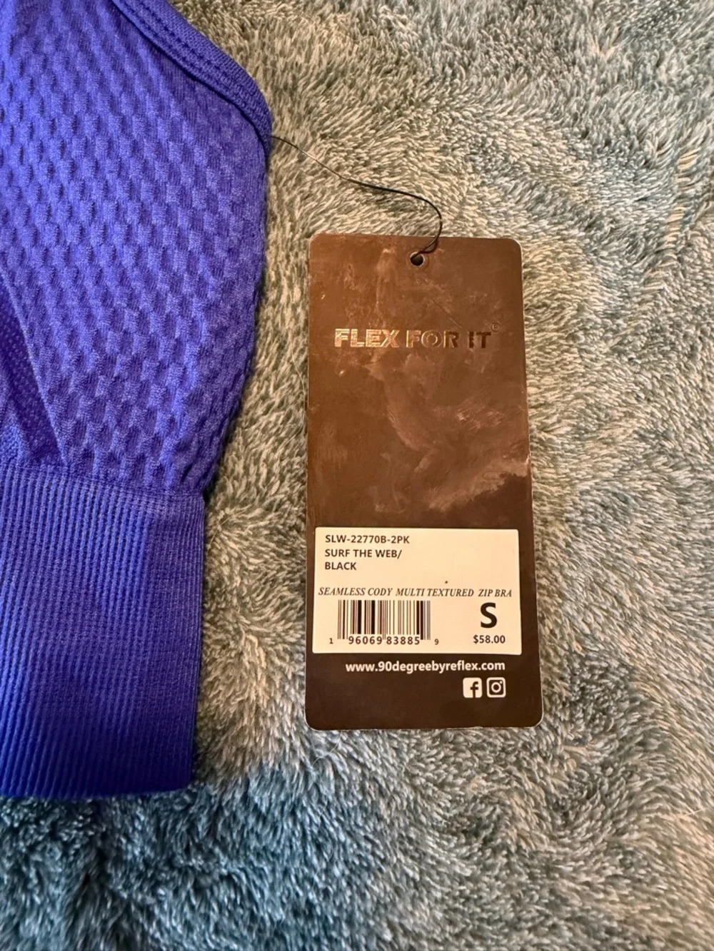 90 Degree by Reflex Royal‎ Blue Front-Zip Racerback Sports Bra Size Small NWT